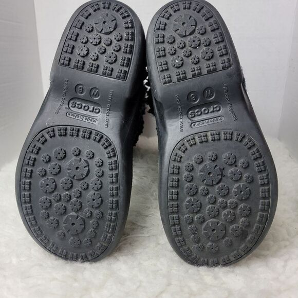 Crocs Women's Nadia Pull On Boot Size 6 Black Rubber Faux Fur Fleece Comfy Light - Picture 9 of 9